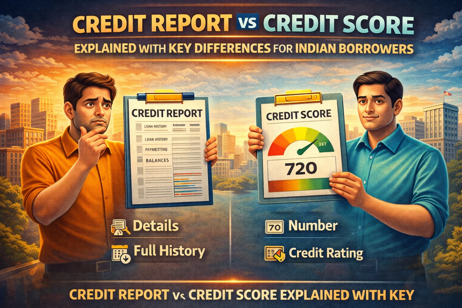 Credit report vs credit score explained with key differences for Indian borrowers