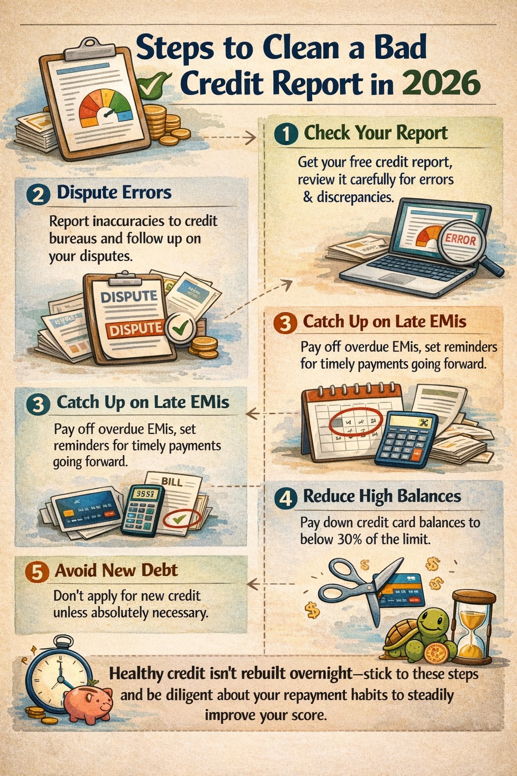 steps to clean a bad credit report in 2026 for Indian borrowers