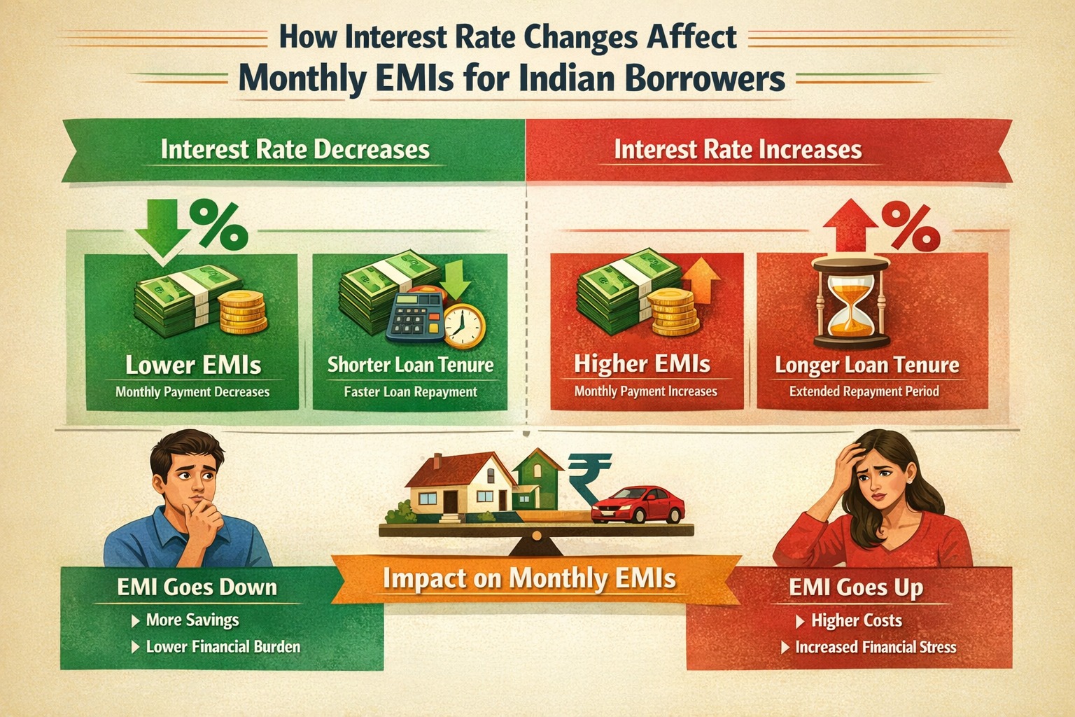 How interest rate changes affect monthly EMIs for Indian borrowers