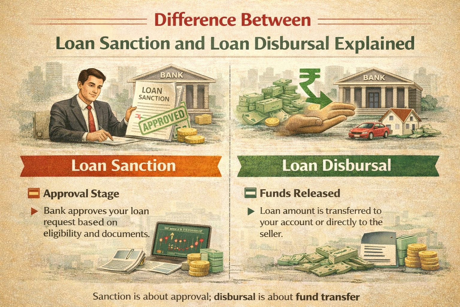 Difference between loan sanction and loan disbursal explained
