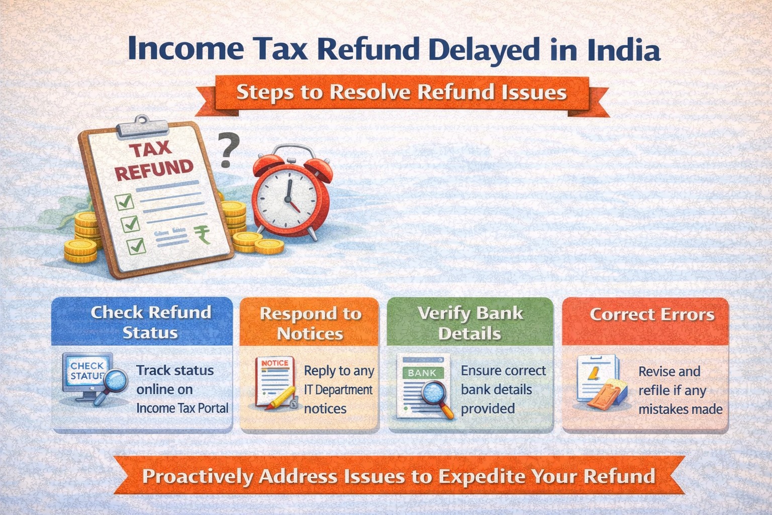 Income tax refund delayed in India with steps to resolve refund issues