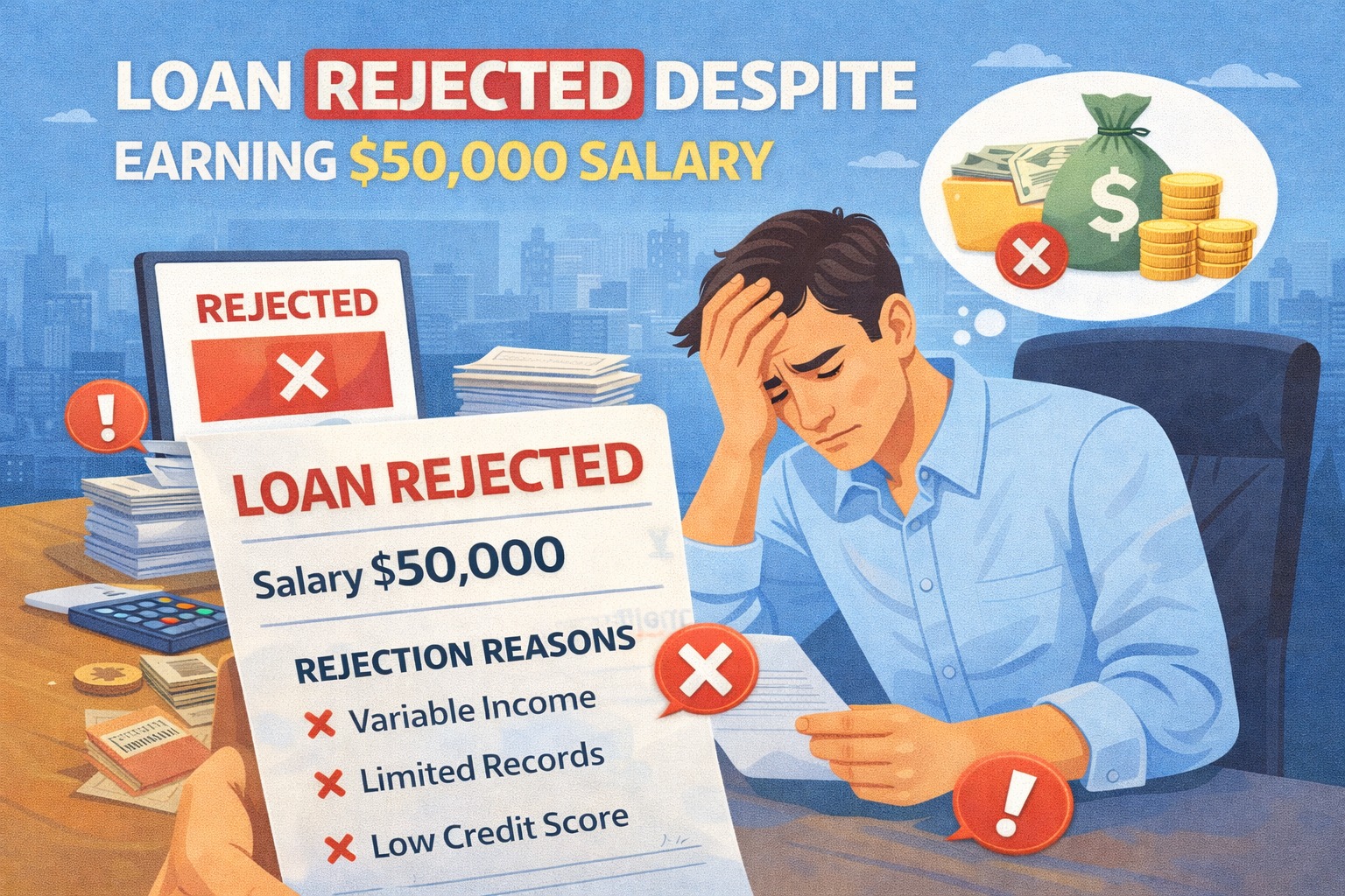 Loan rejected despite earning 50000 salary