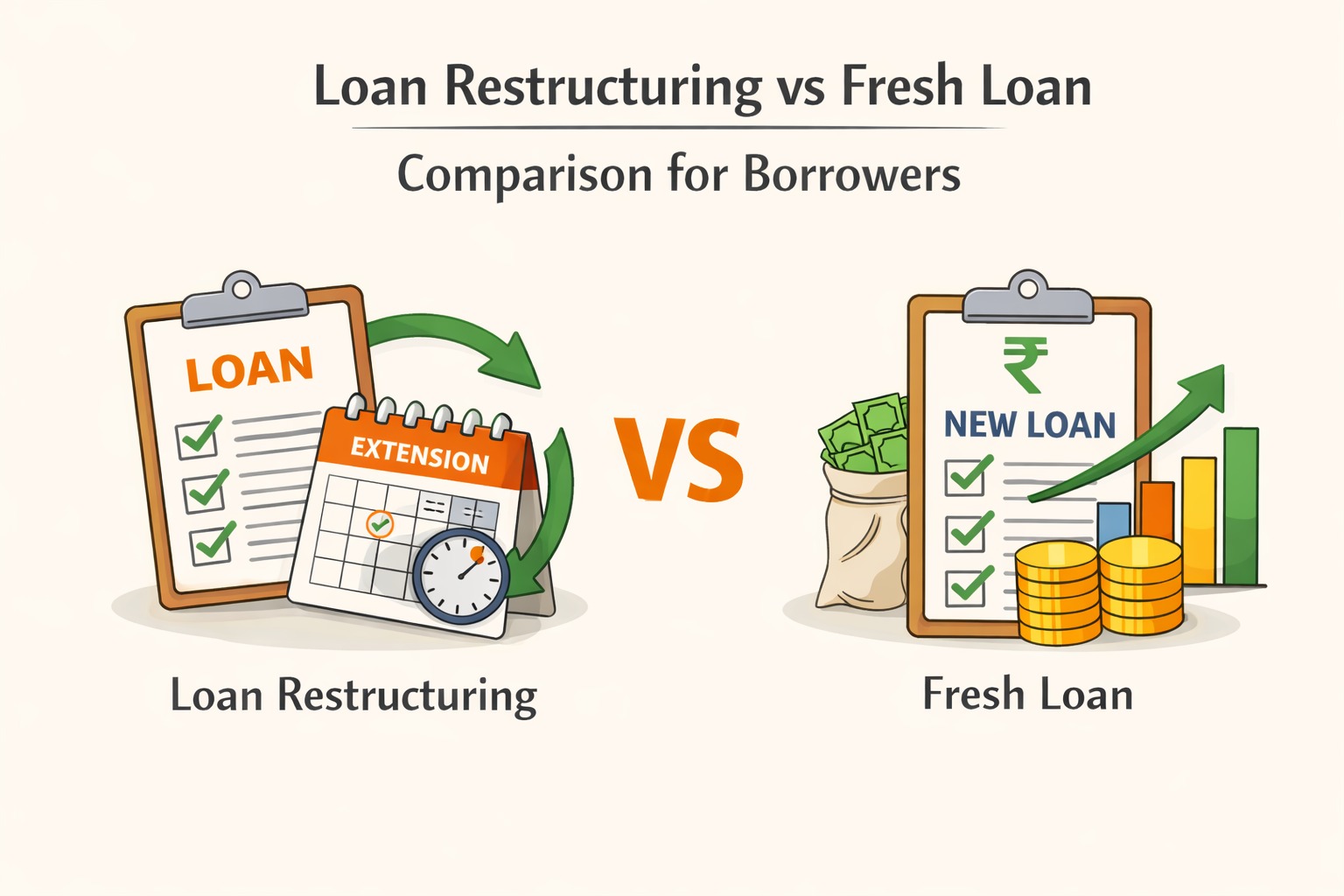 Loan restructuring versus fresh loan comparison for borrowers