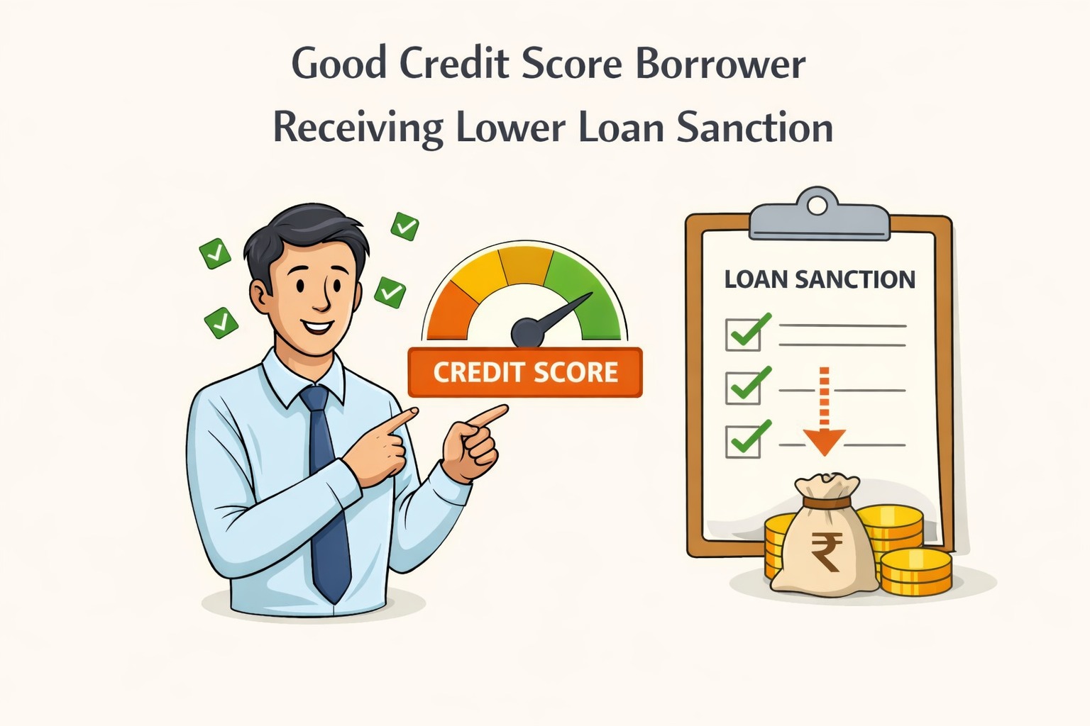 Good credit score borrower receiving lower loan sanction