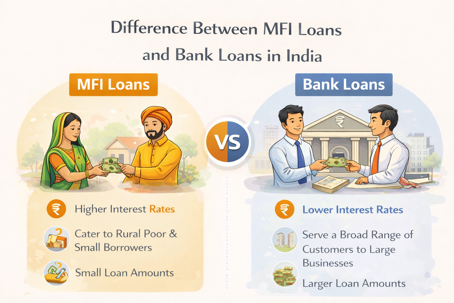 Difference between MFI loans and bank loans in India