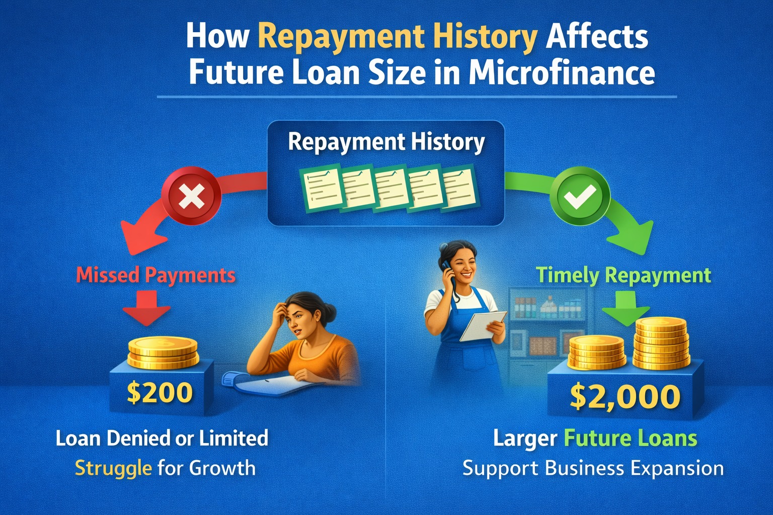 How repayment history affects future loan size in microfinance