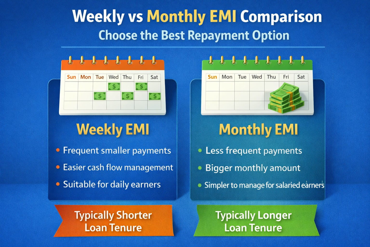 Weekly vs monthly EMI comparison to choose the best repayment option