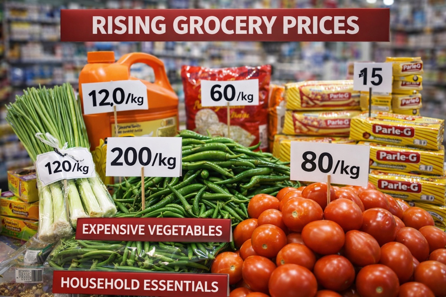 Rising grocery prices in India showing expensive vegetables and household essentials