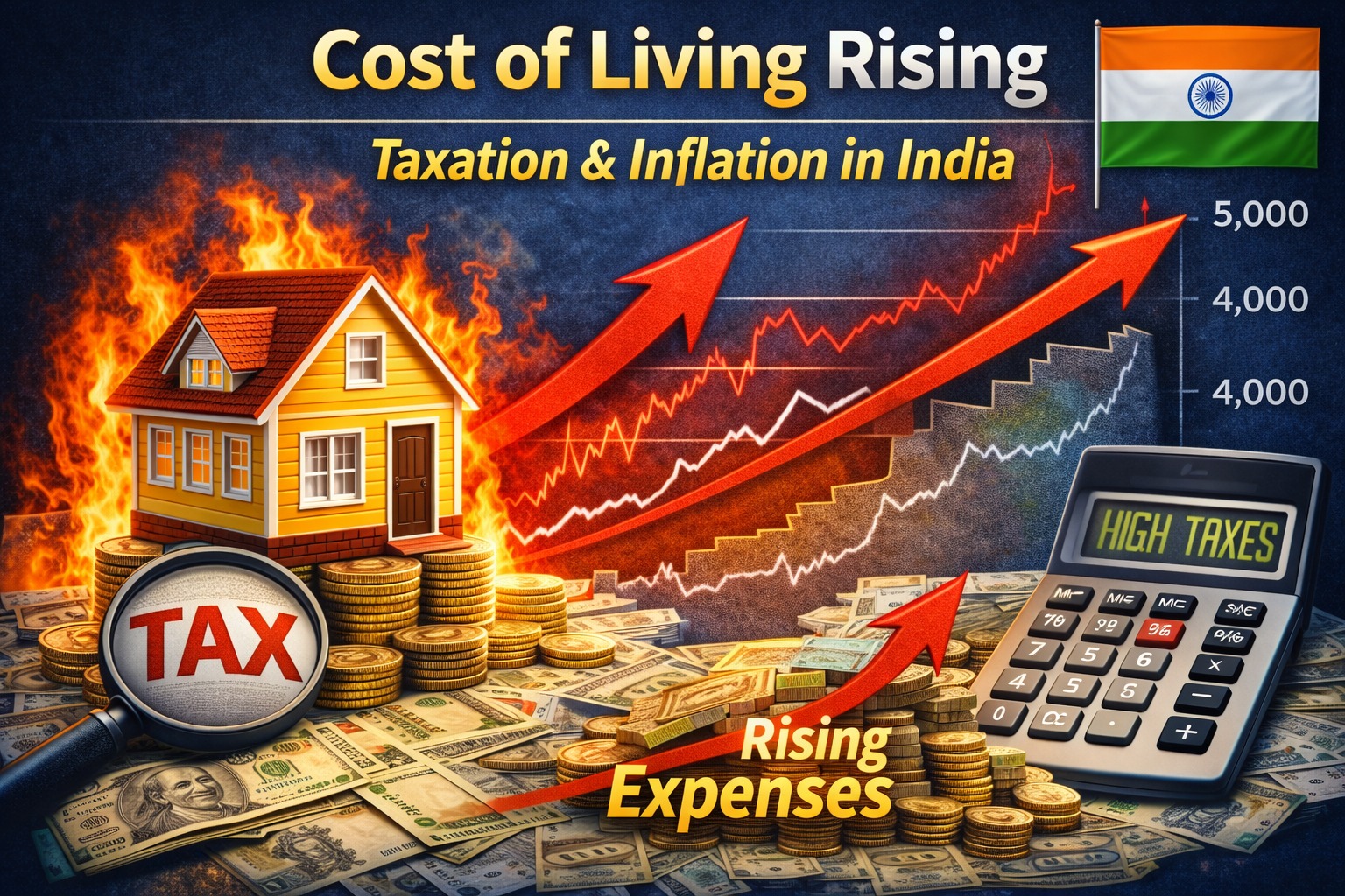 Household cost of living rising due to taxation and inflation in India