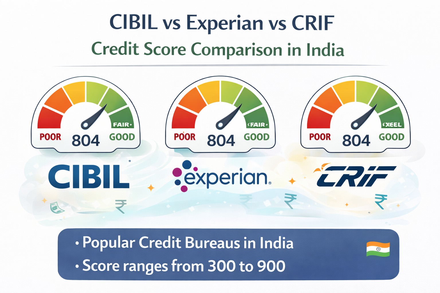CIBIL vs Experian vs CRIF credit score comparison chart India