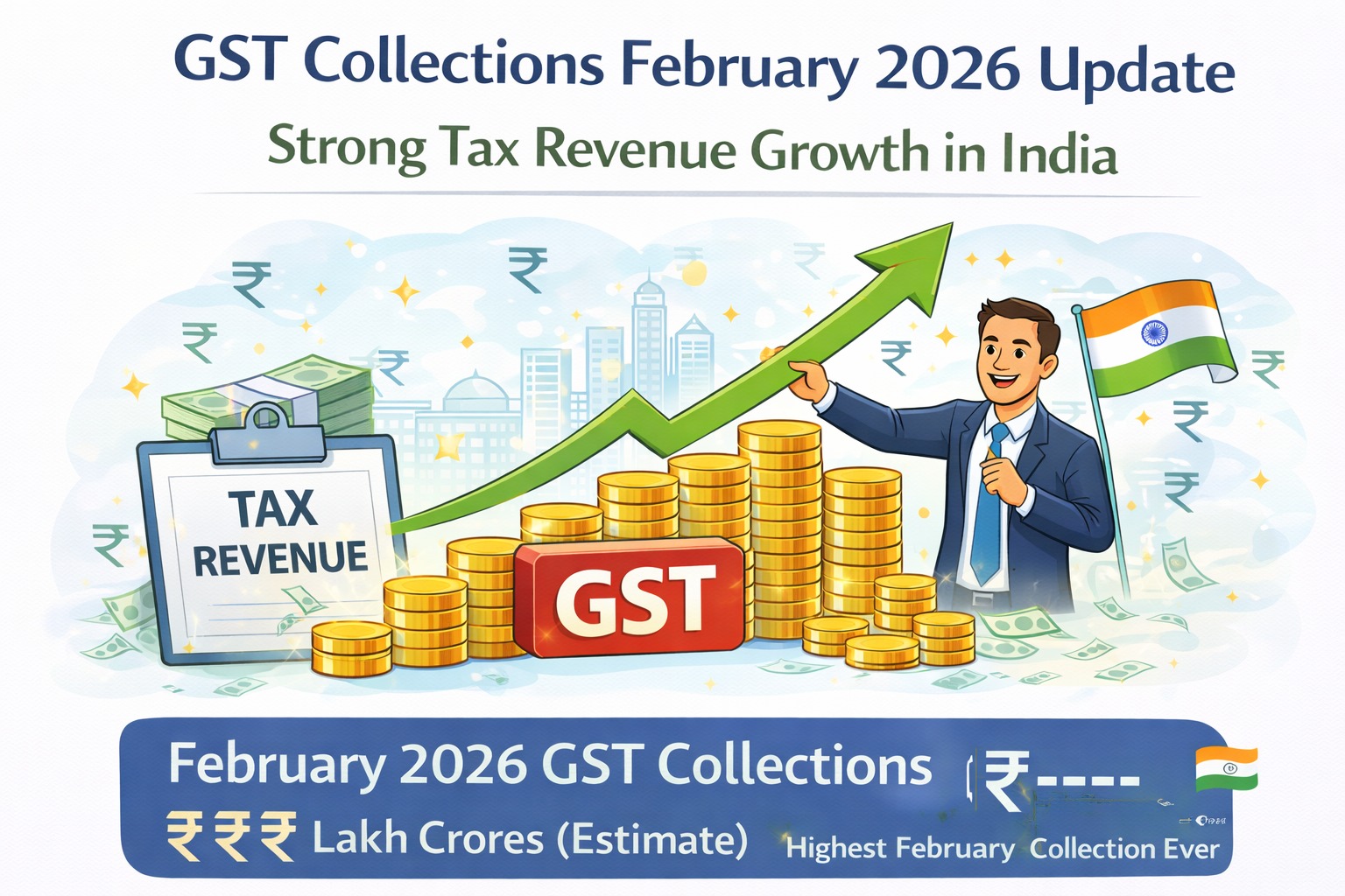 GST collections February 2026 update showing strong tax revenue growth