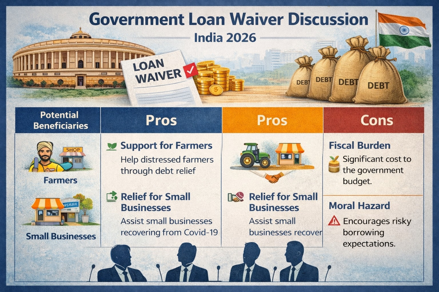 Government loan waiver discussion for 2026 in India