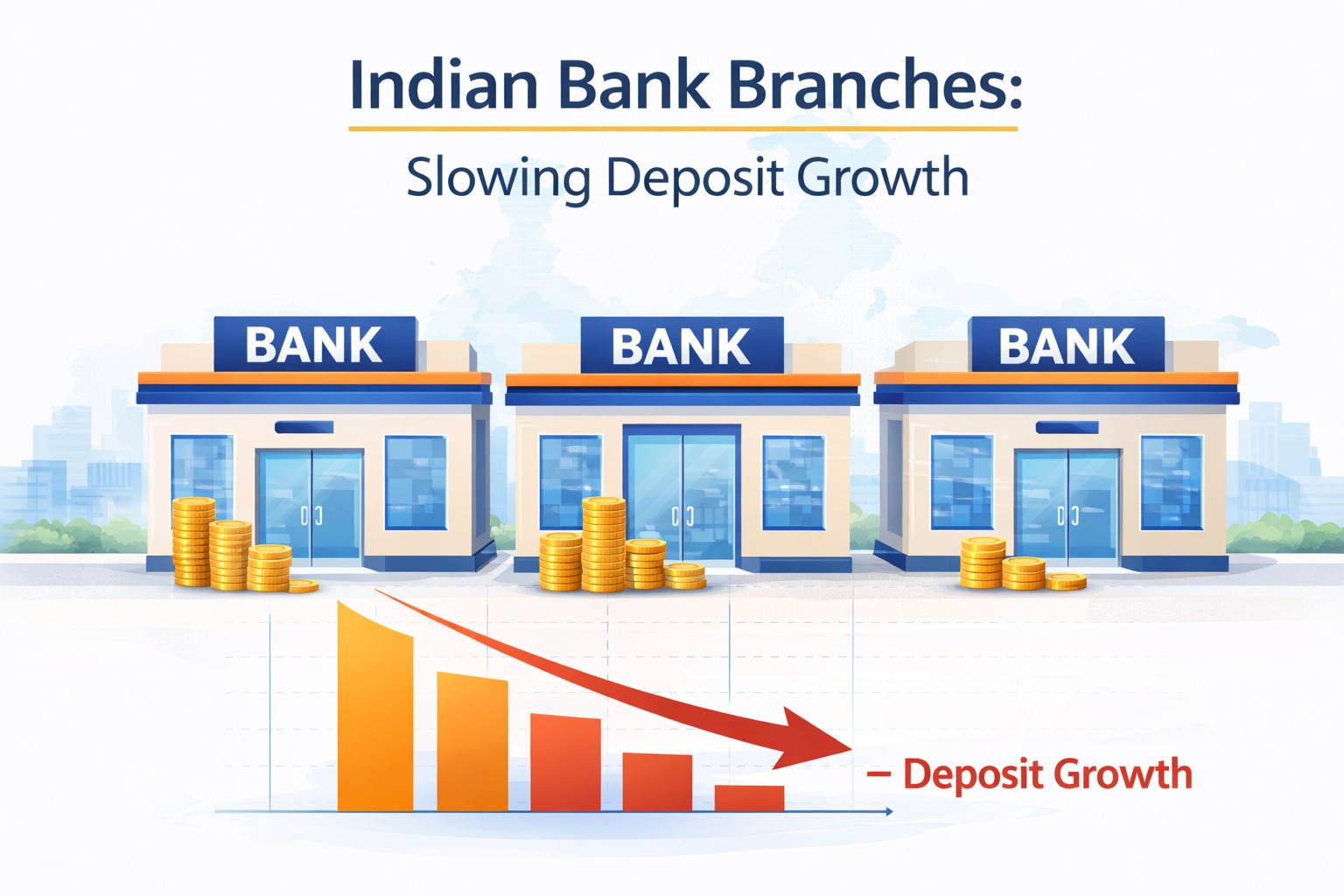 Indian bank branches with slowing deposit growth chart