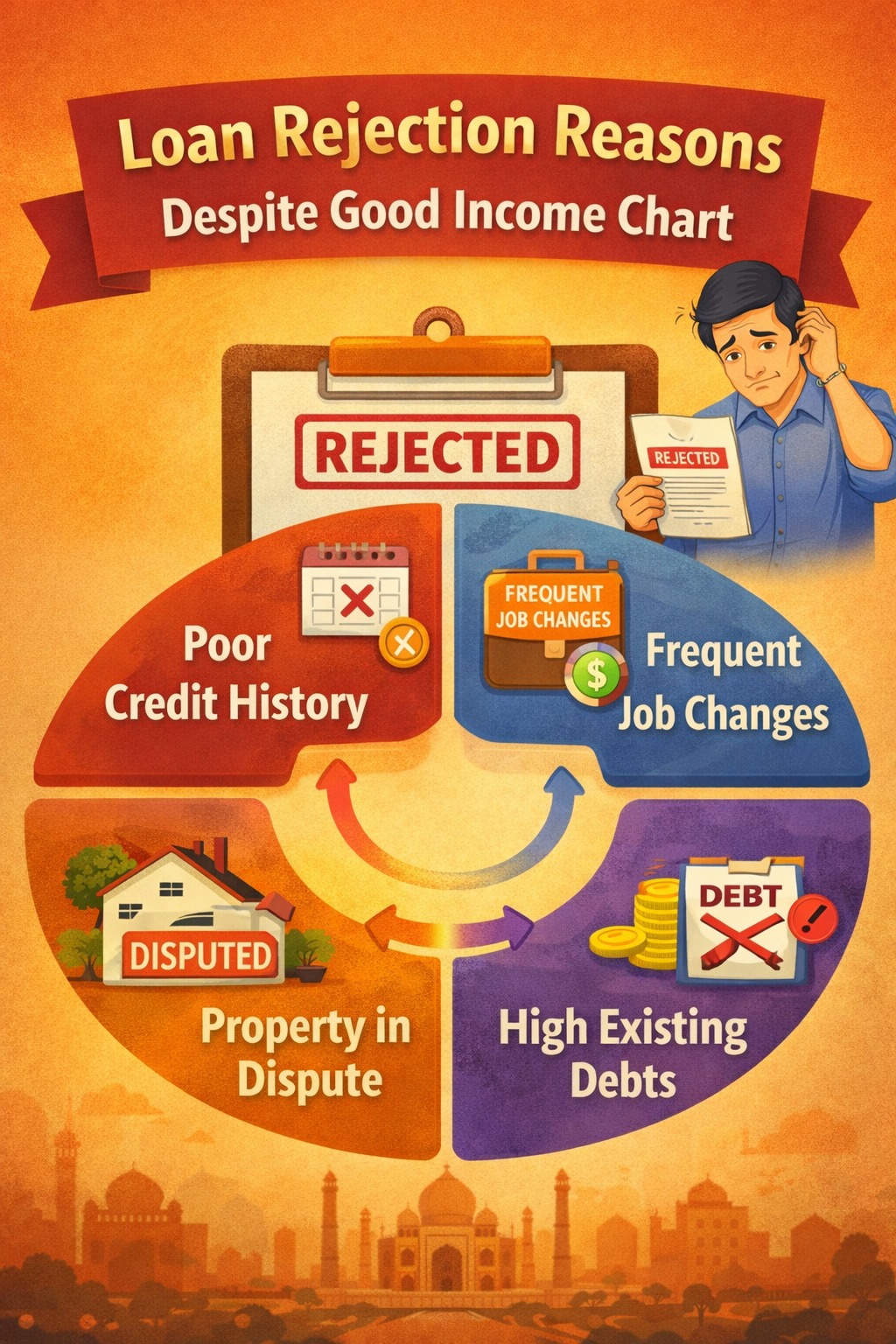 Loan rejection reasons despite good income chart