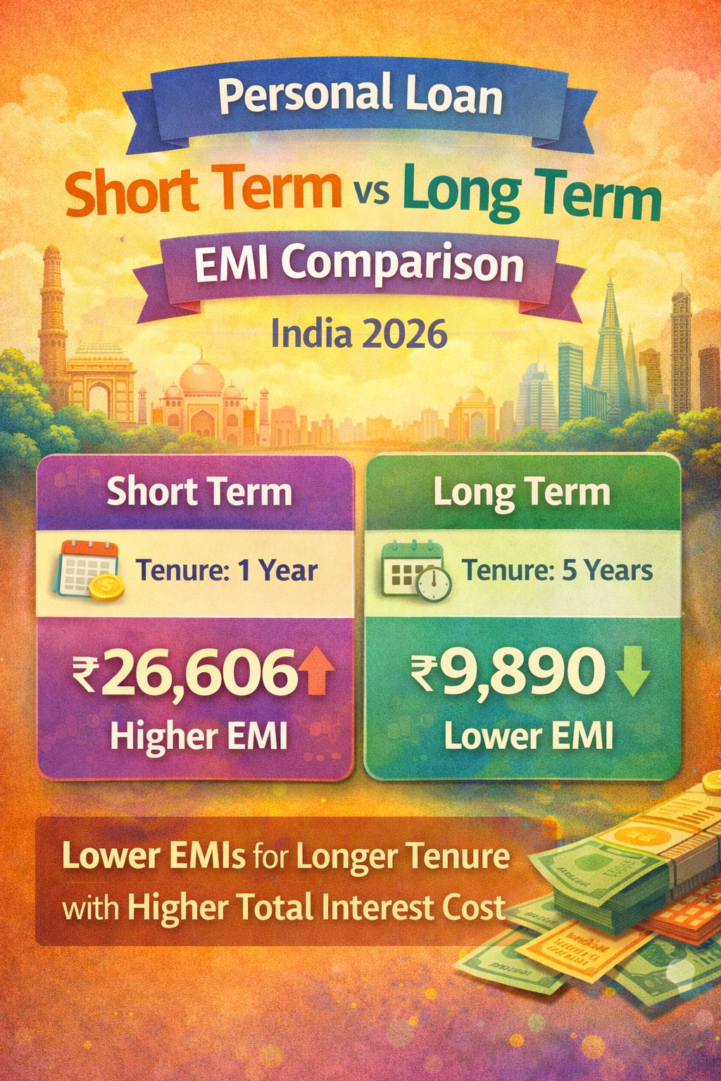 Personal loan short term vs long term EMI comparison India 2026