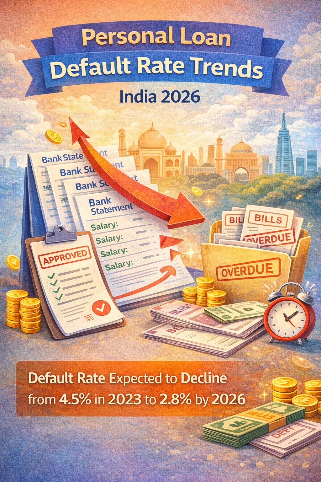 Personal loan default rate trends India 2026 infographic