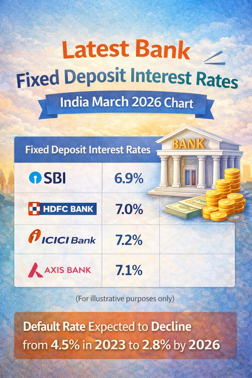 Latest bank fixed deposit interest rates India March 2026 chart