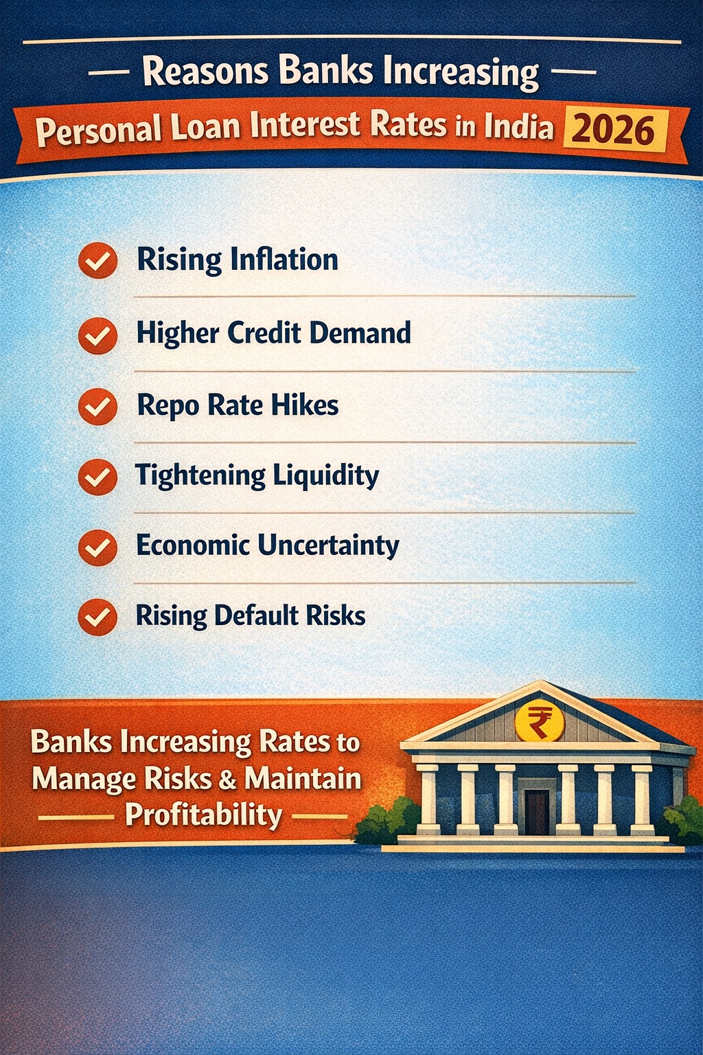 Reasons banks increasing personal loan interest rates India 2026 infographic