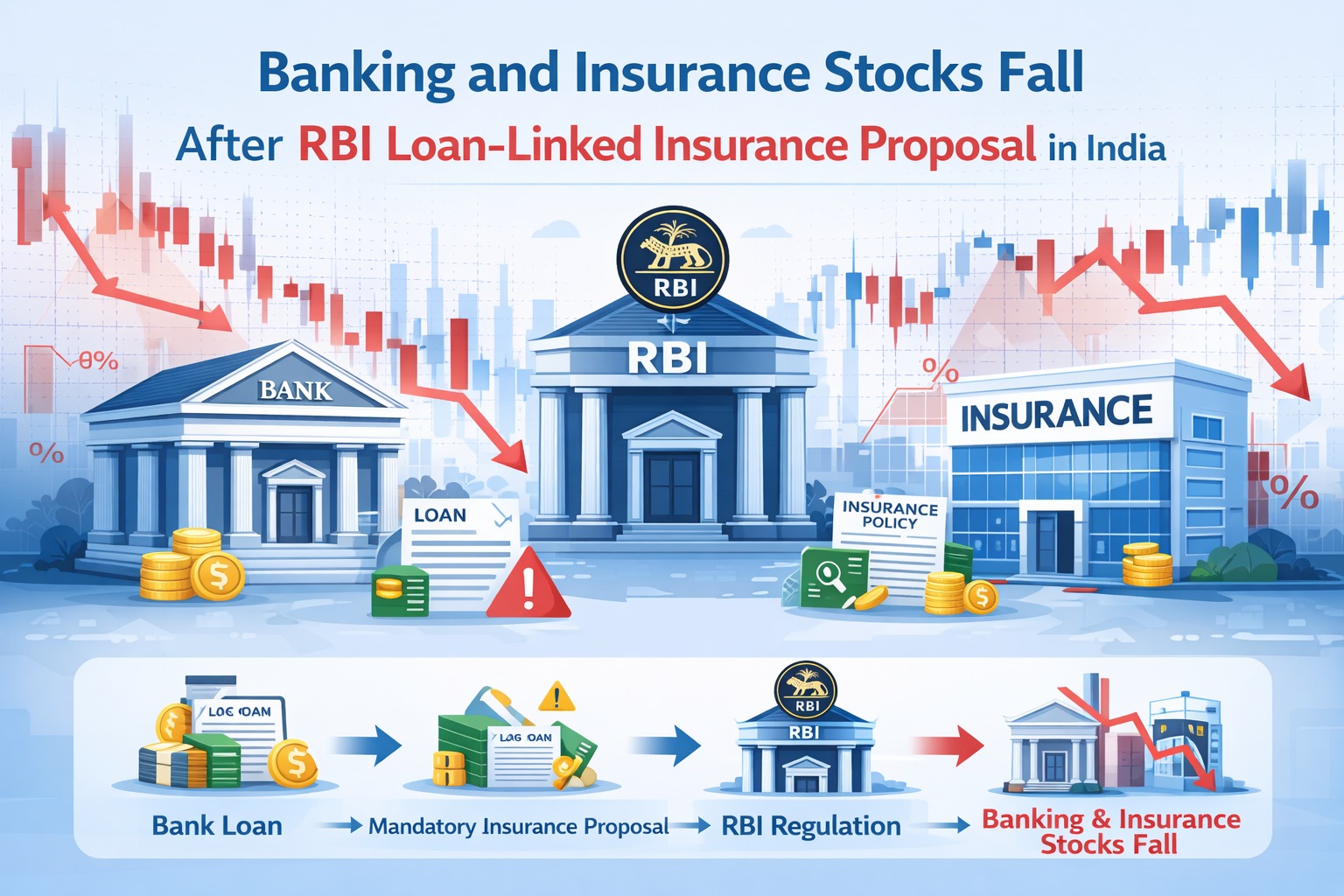 Banking and insurance stocks fall after RBI loan linked insurance proposal infographic
