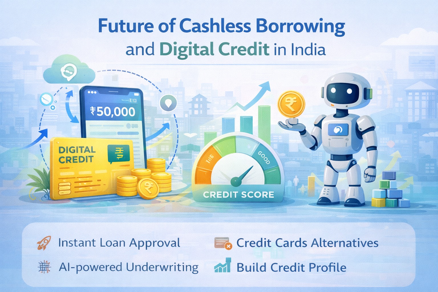 Future of cashless borrowing and digital credit in India infographic