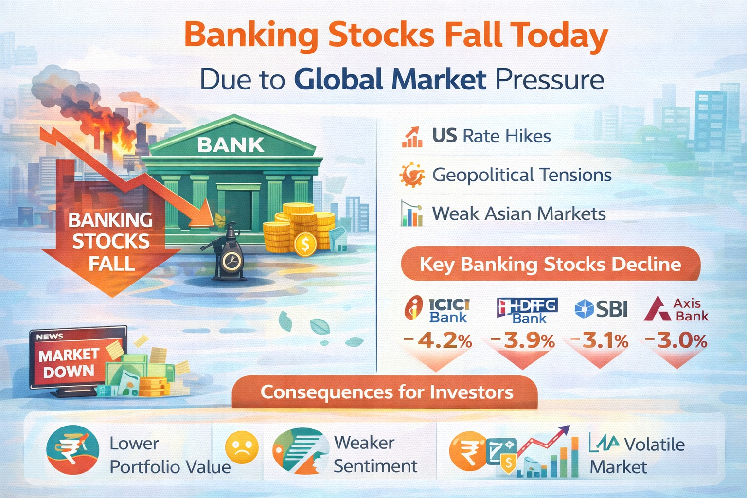 Banking stocks fall today due to global market pressure infographic