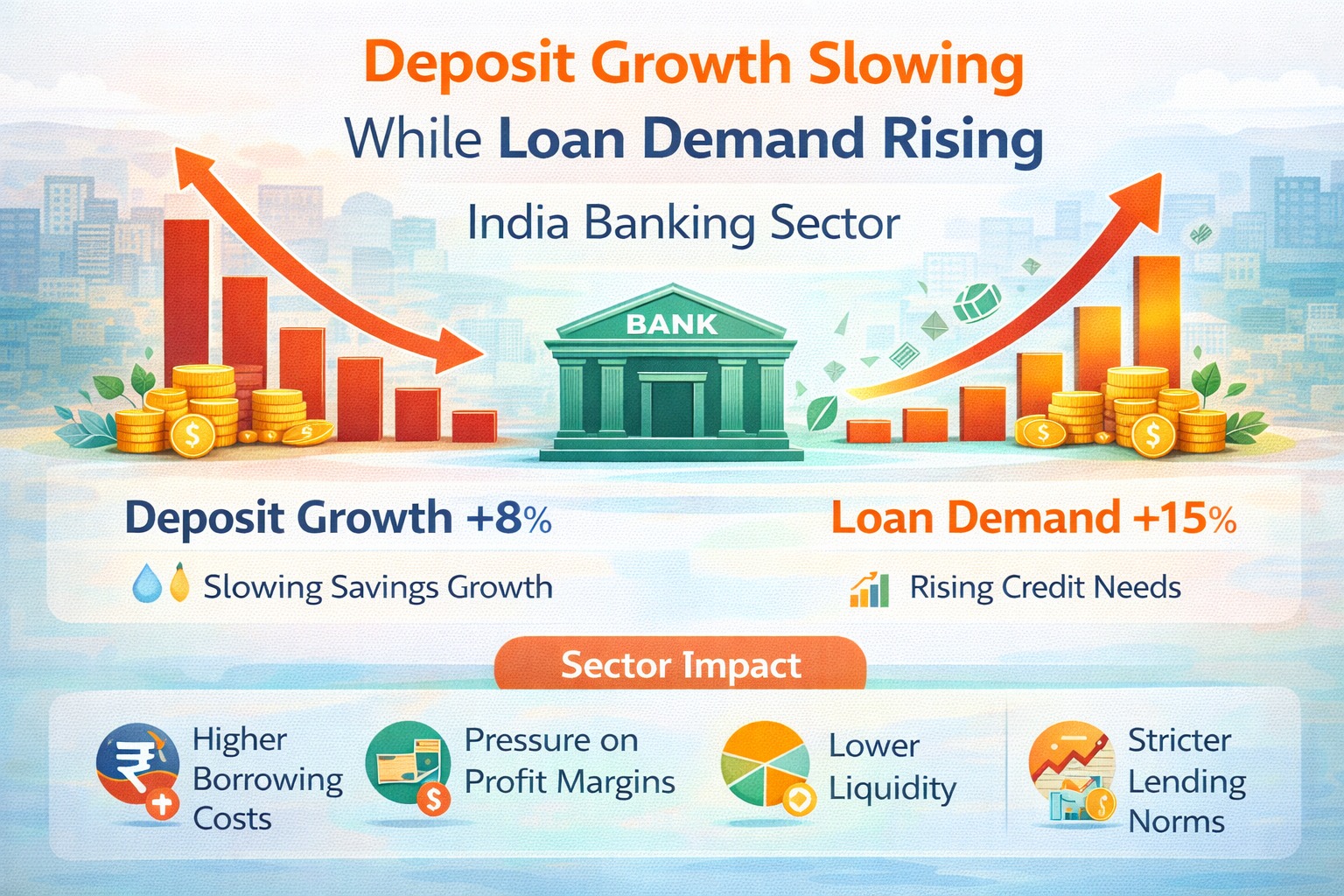 Deposit growth slowing while loan demand rising India banking sector chart