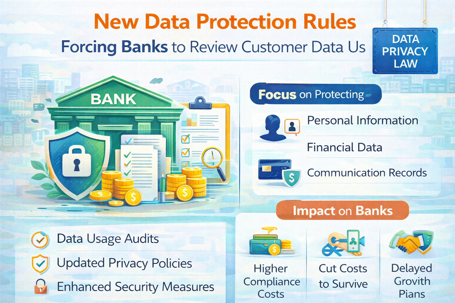 New data protection rules forcing banks to review customer data usage infographic