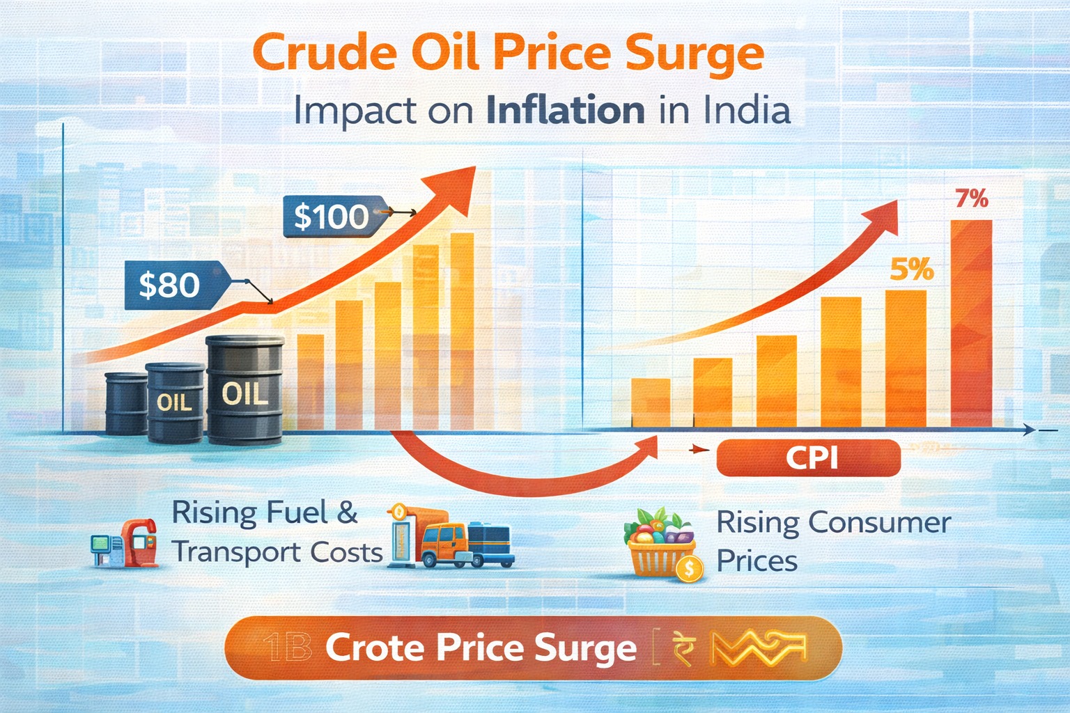 Rising oil prices pushing inflation higher in India infographic