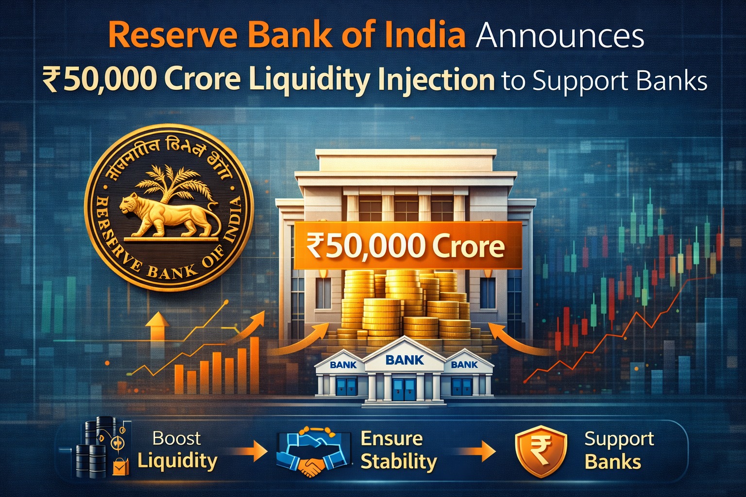 Reserve Bank of India announcing ₹50000 crore liquidity injection to support banks