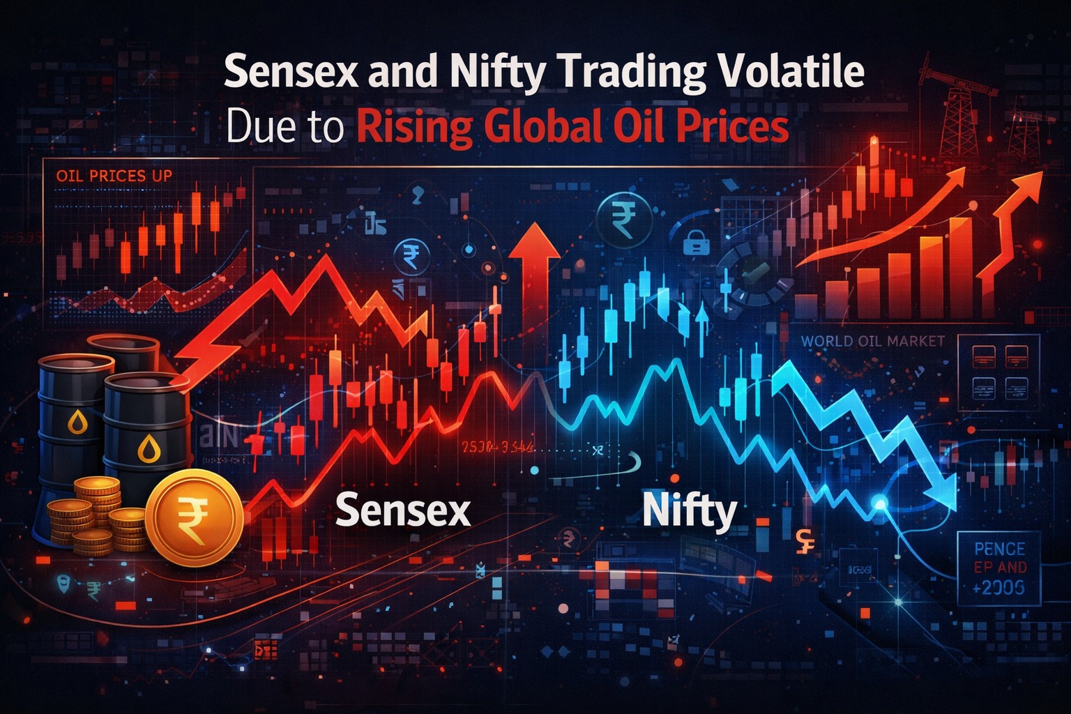 Sensex and Nifty trading volatile due to rising global oil prices