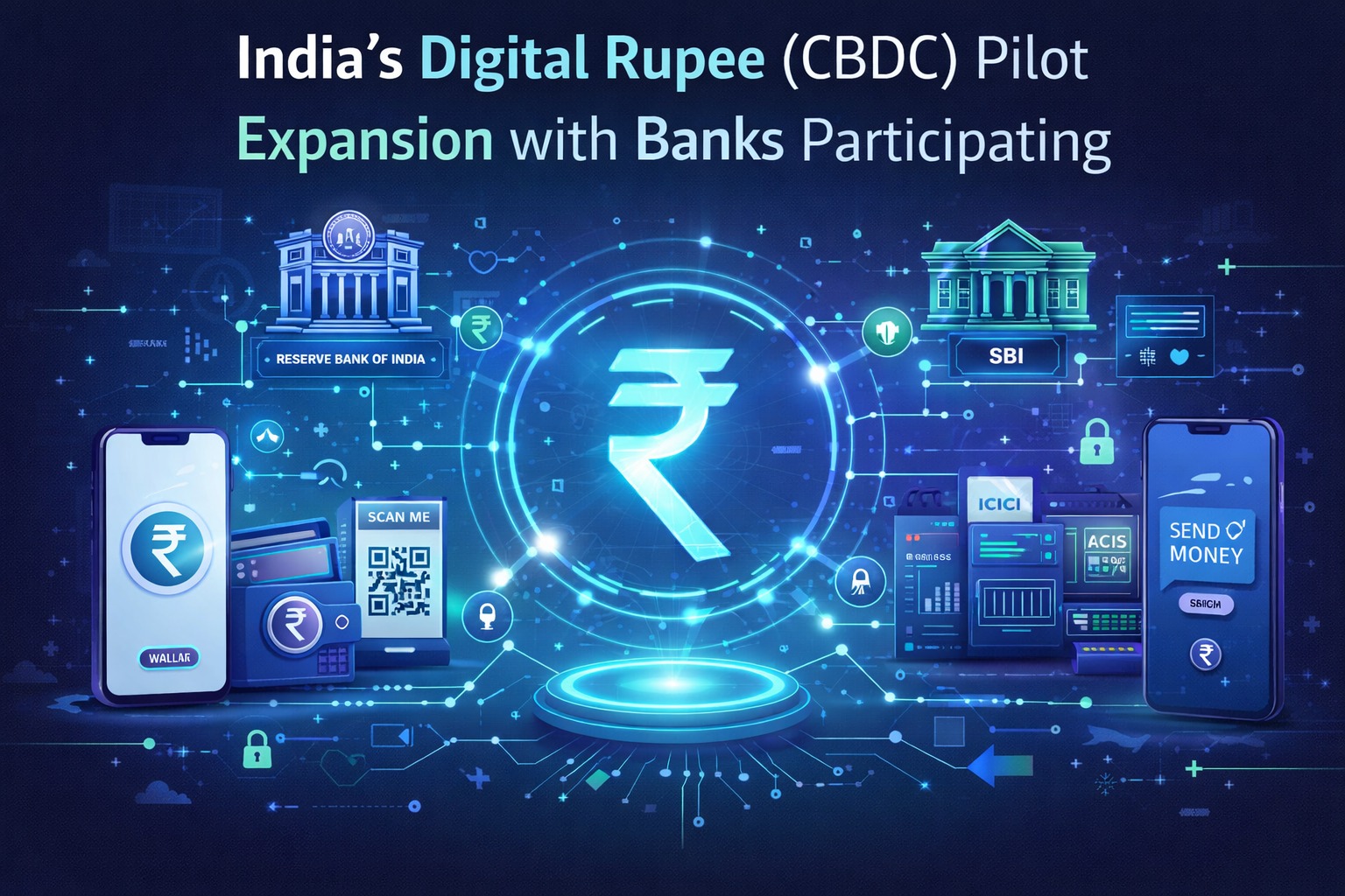 India digital rupee CBDC pilot expansion with banks participating infographic