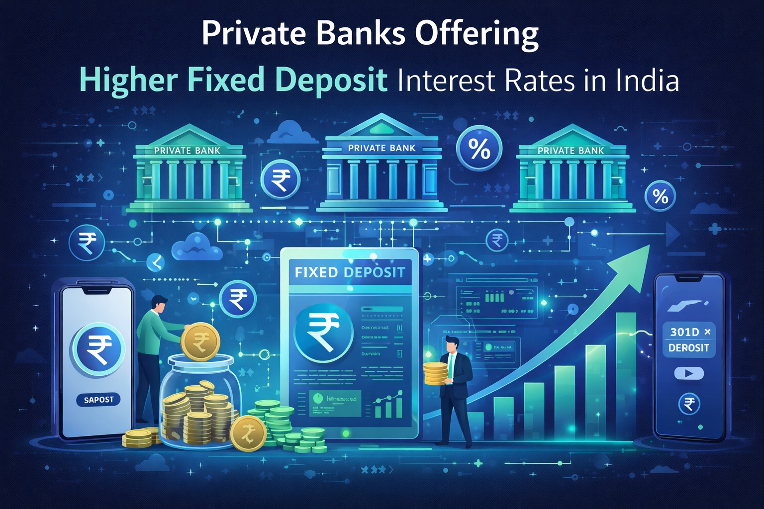 Private banks offering higher fixed deposit interest rates in India infographic