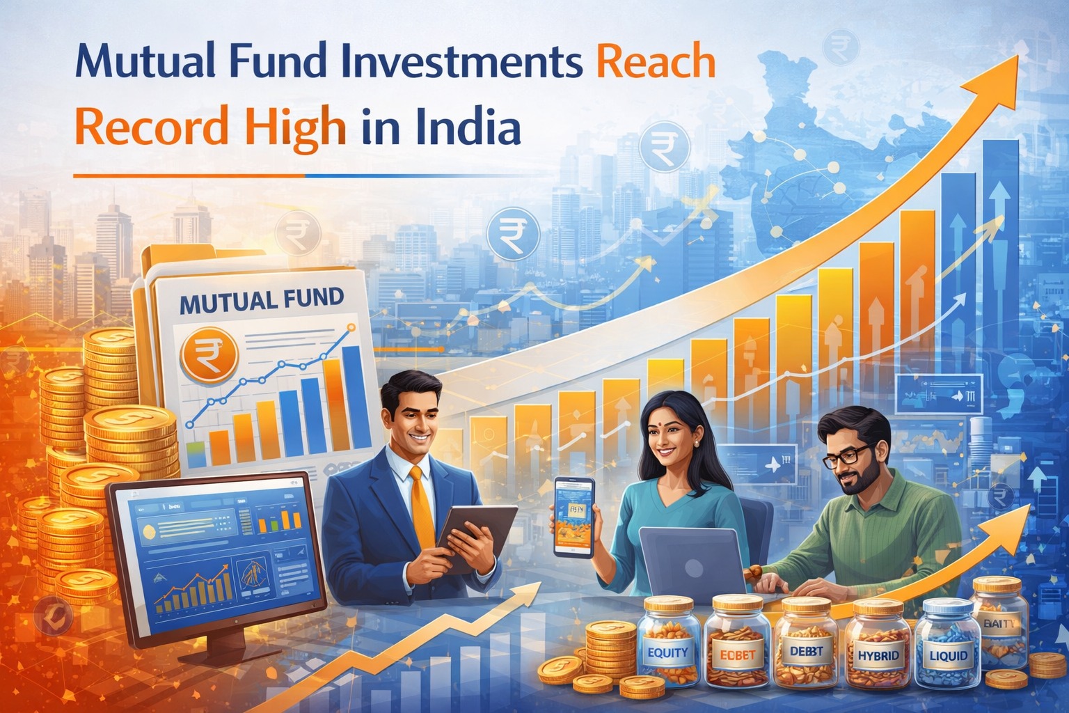 Mutual fund investments reaching record high in India infographic