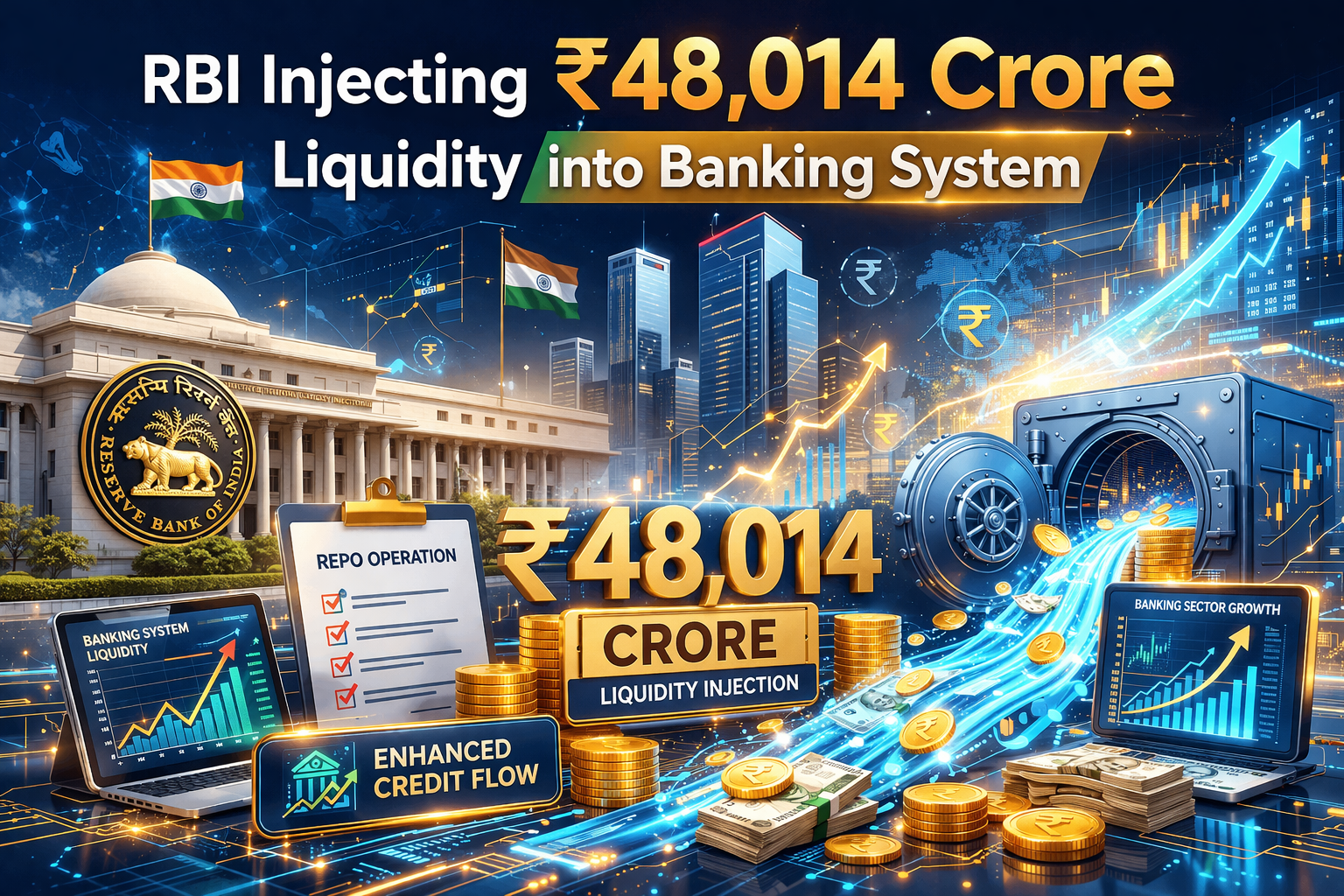 RBI injecting ₹48,014 crore liquidity into banking system infographic