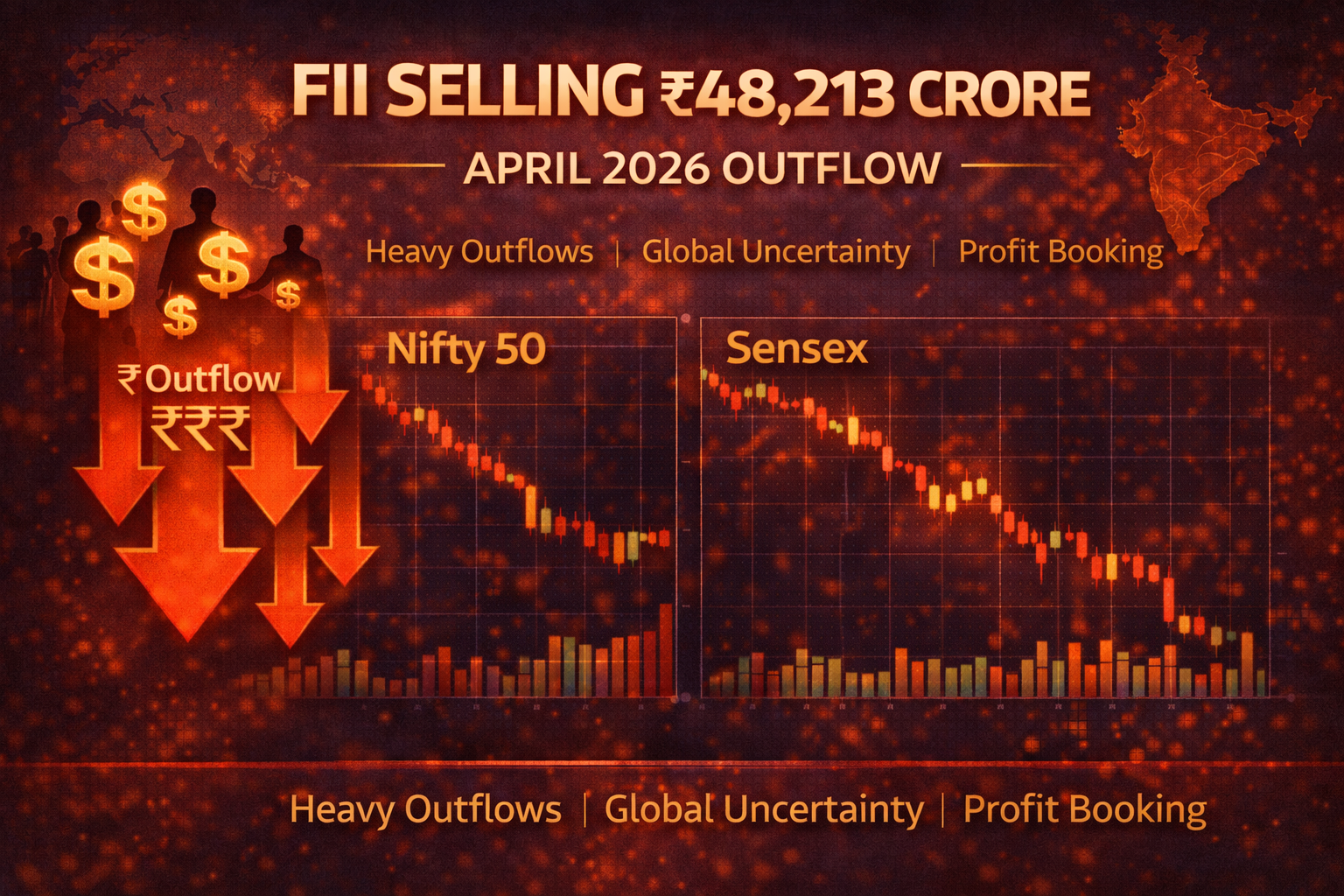 FII selling 48213 crore April 2026 India stock market outflow chart