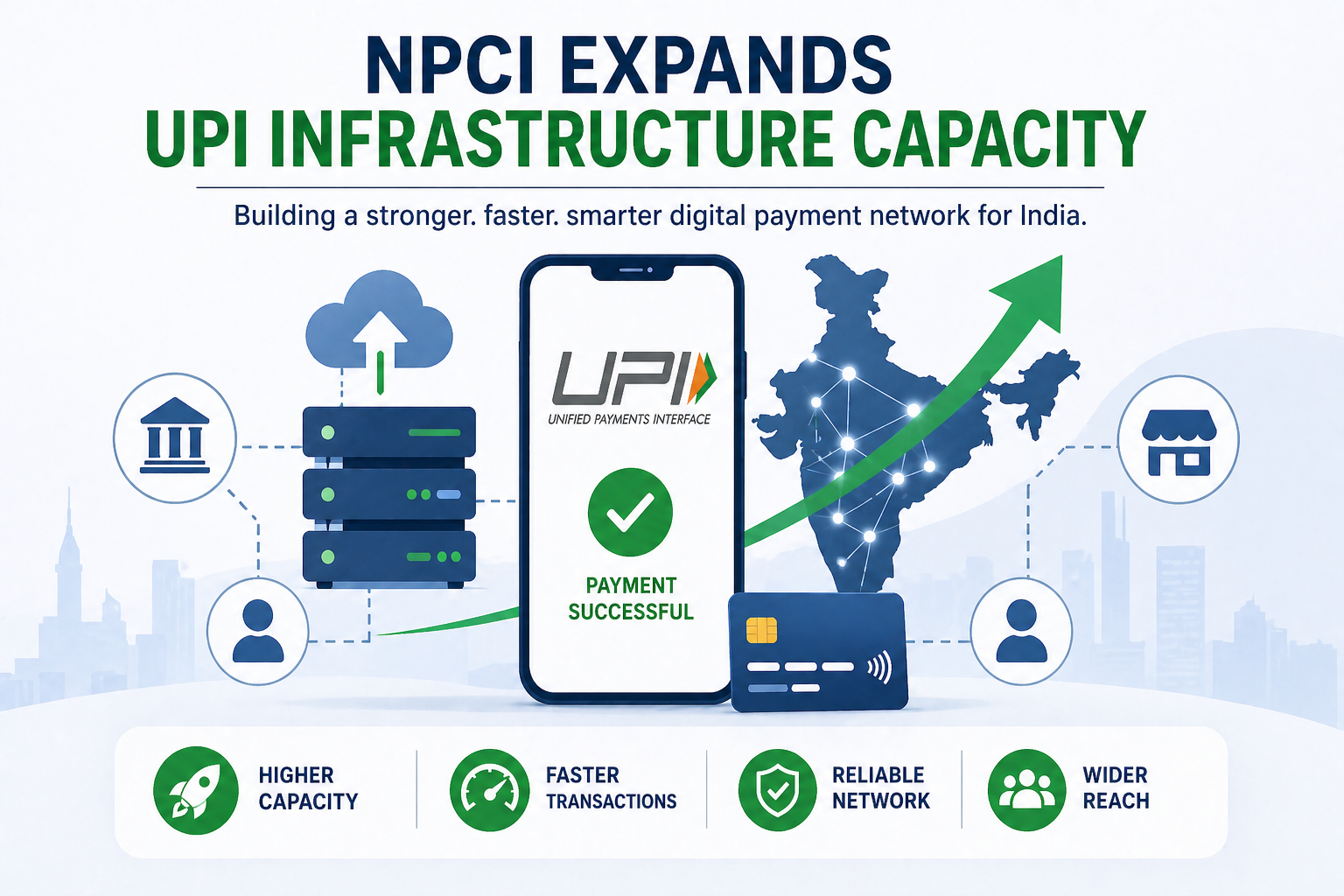 NPCI expands UPI infrastructure capacity with digital payment network illustration