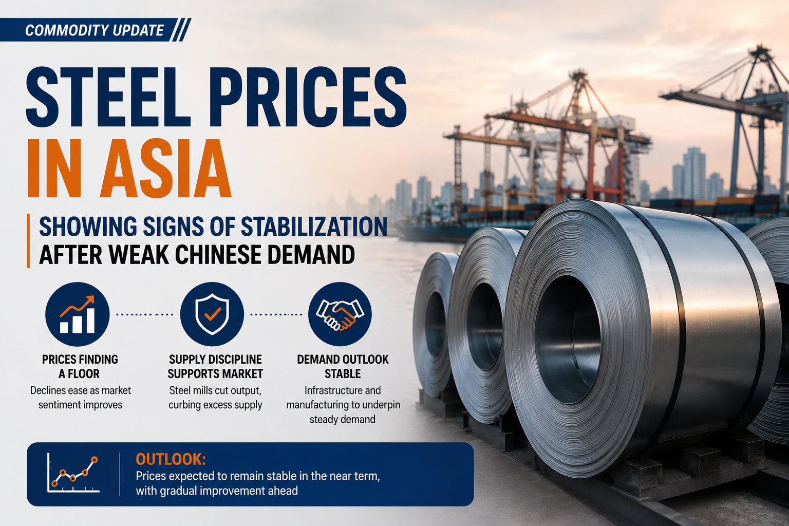 Steel prices in Asia showing signs of stabilization after weak Chinese demand