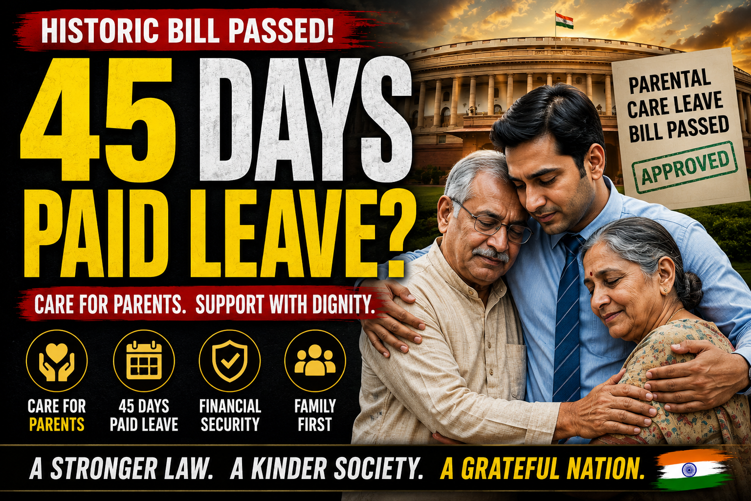Private member bill proposing 45 days paid leave for elderly parent care in India