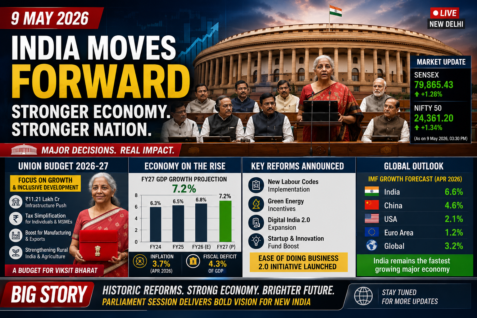 Biggest Parliament and finance developments in India on 9 May 2026