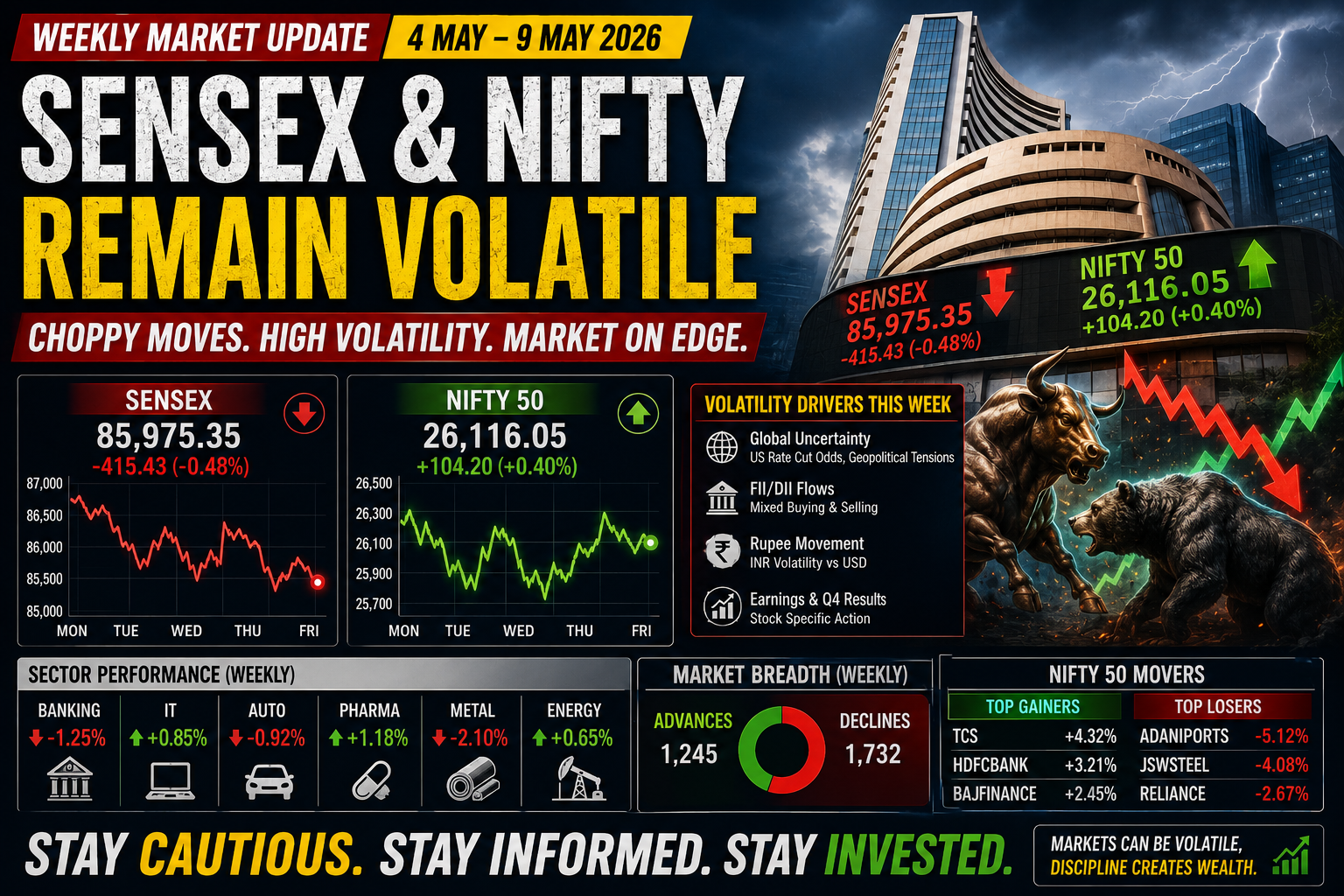 Sensex and Nifty remaining volatile during weekly stock market trading