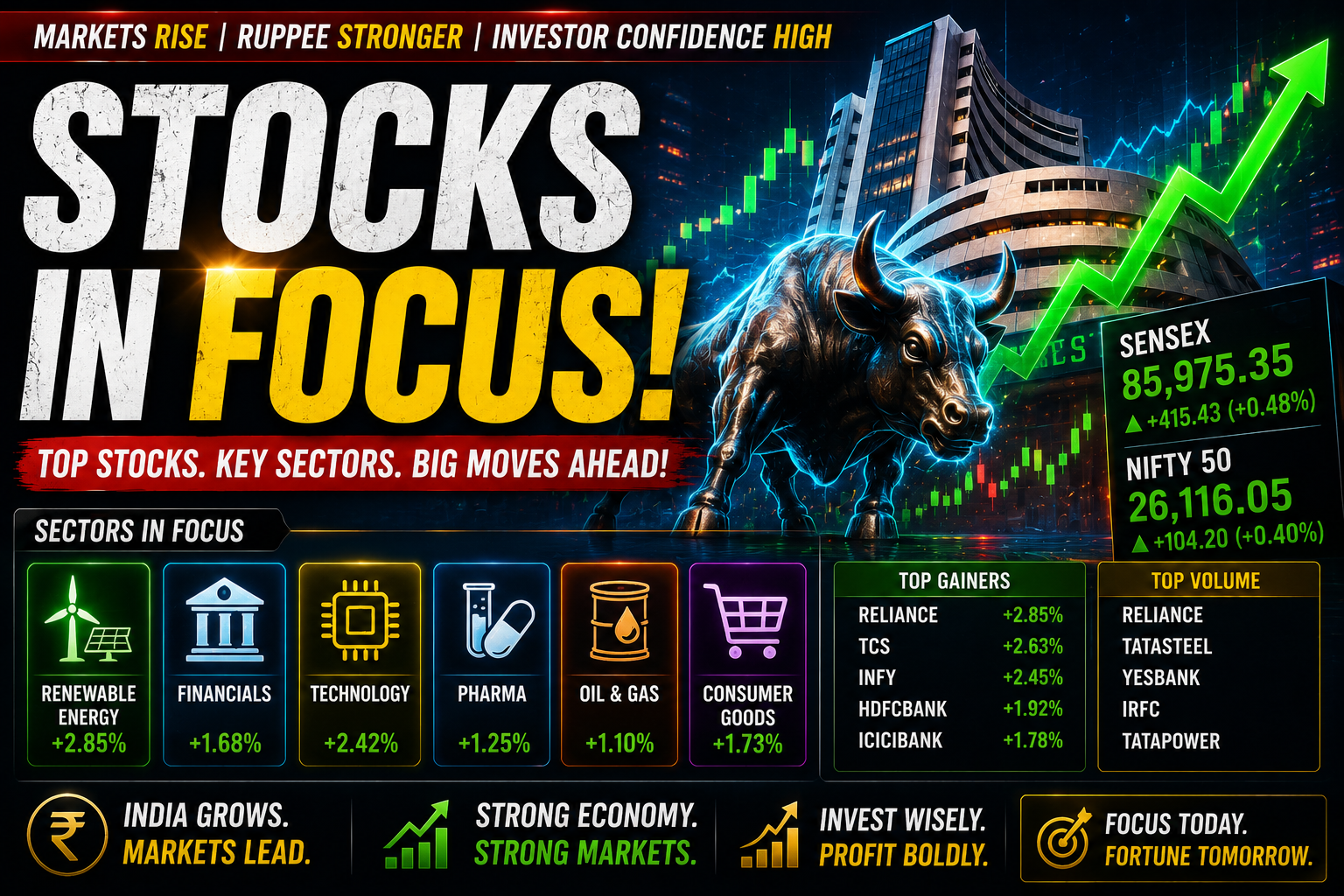 Top stocks and sectors in focus on 9 May 2026 in Indian stock market