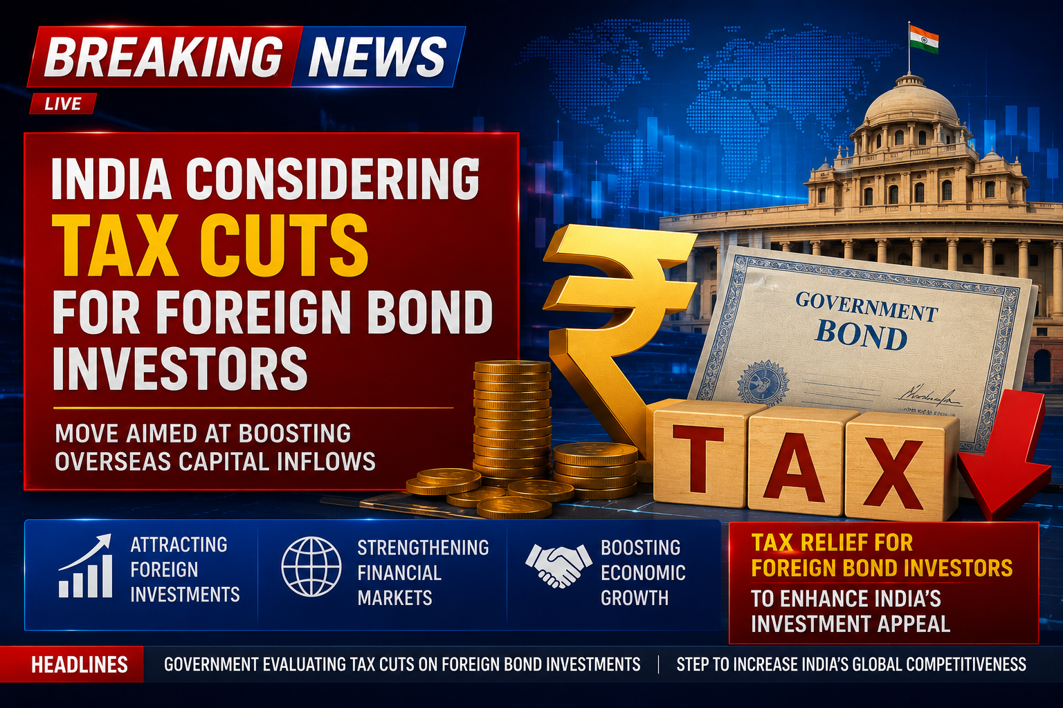 India considering tax cuts for foreign bond investors to attract overseas capital