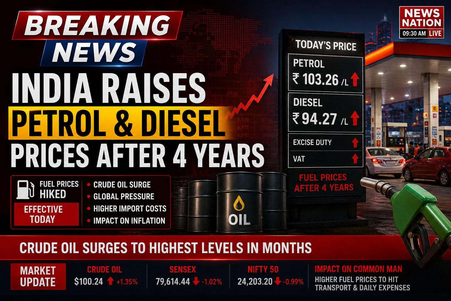 India increasing petrol and diesel prices after four years due to crude oil surge
