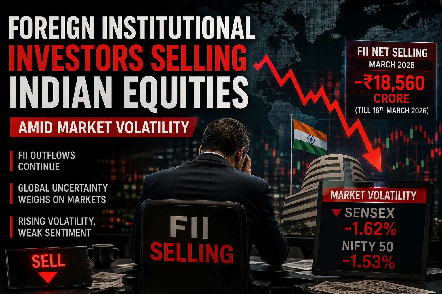 Foreign institutional investors selling Indian equities amid market volatility