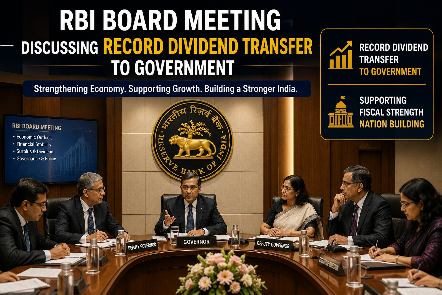 RBI board meeting discussing record dividend transfer to government