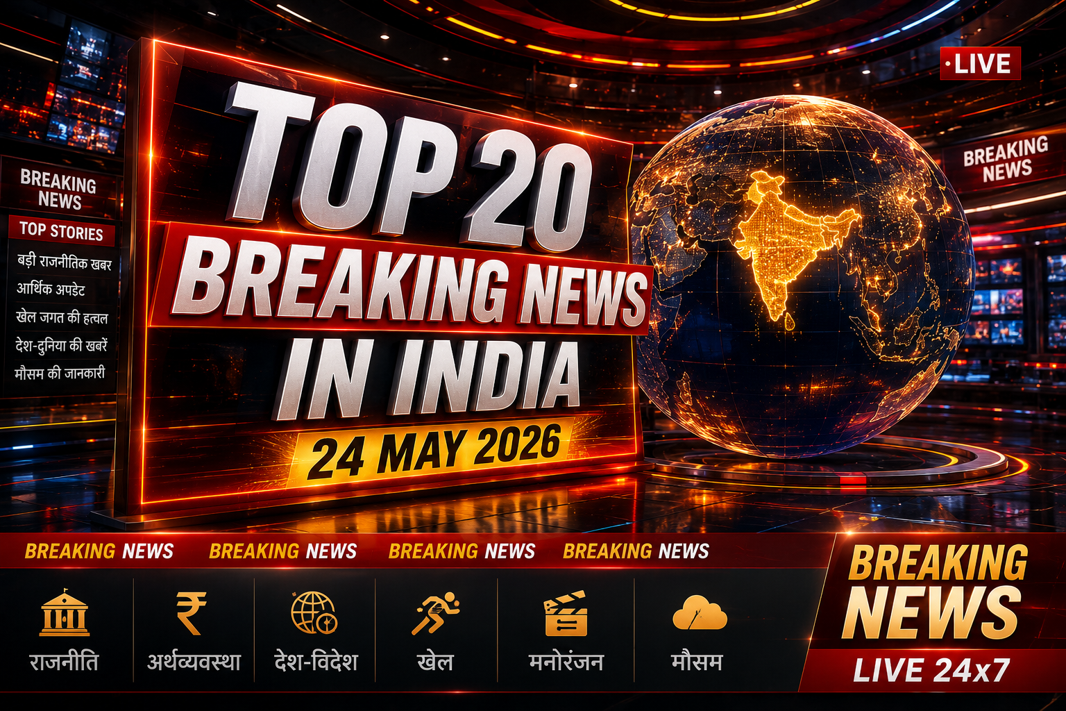 Top 20 Breaking News in India – 24 May 2026