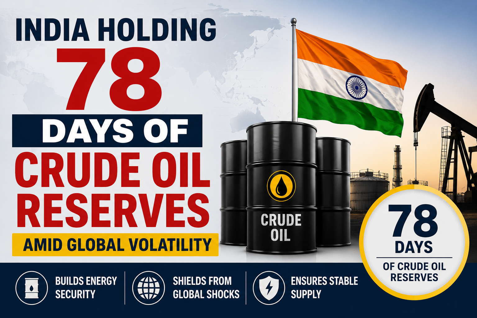India holding 78 days of crude oil reserves amid global volatility