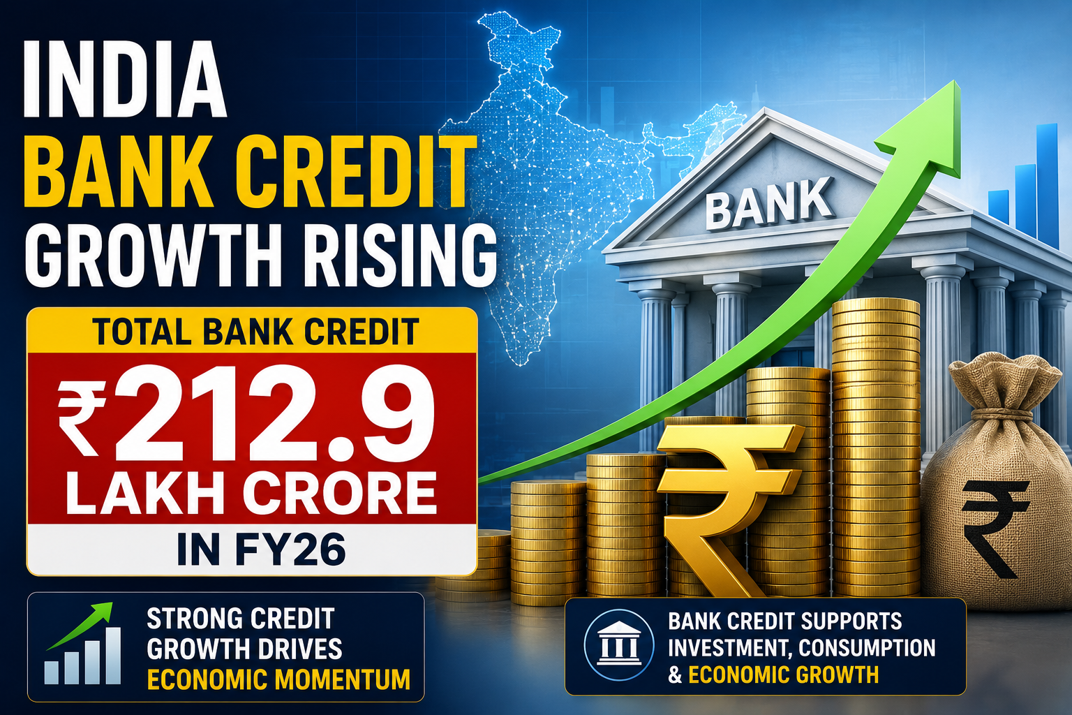 India bank credit growth rising to ₹212.9 lakh crore in FY26