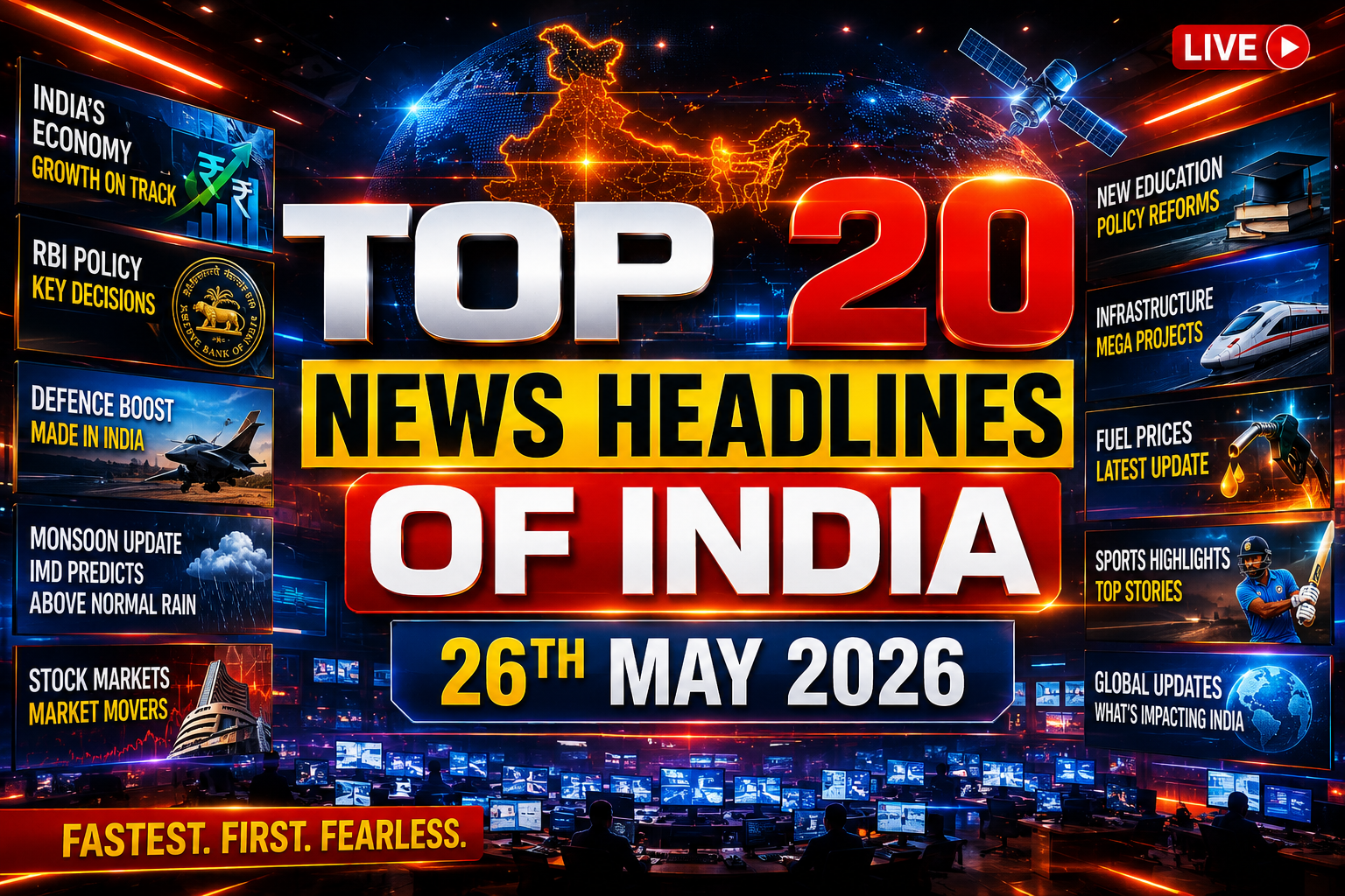 Top 20 News Headlines of India 26th may 2026