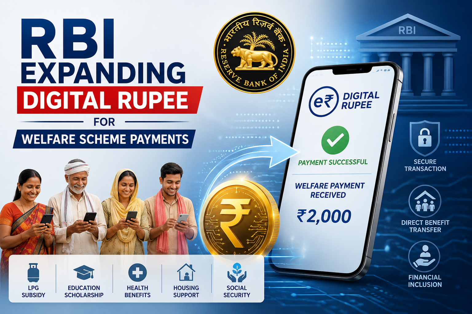 RBI expanding digital rupee for welfare scheme payments illustration